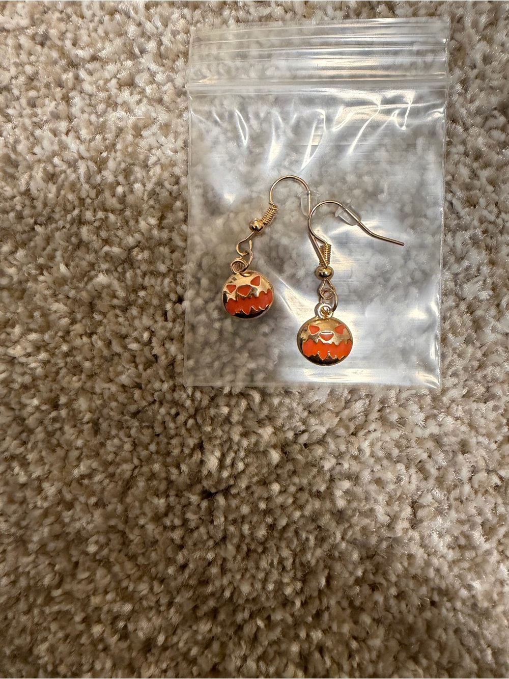 Gold-Tone Orange Pumpkin Dangle Earrings